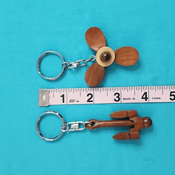 Hand Crafted Artison Wooden Boat Propeller and Anchor Keychains - Picture 3 of 4